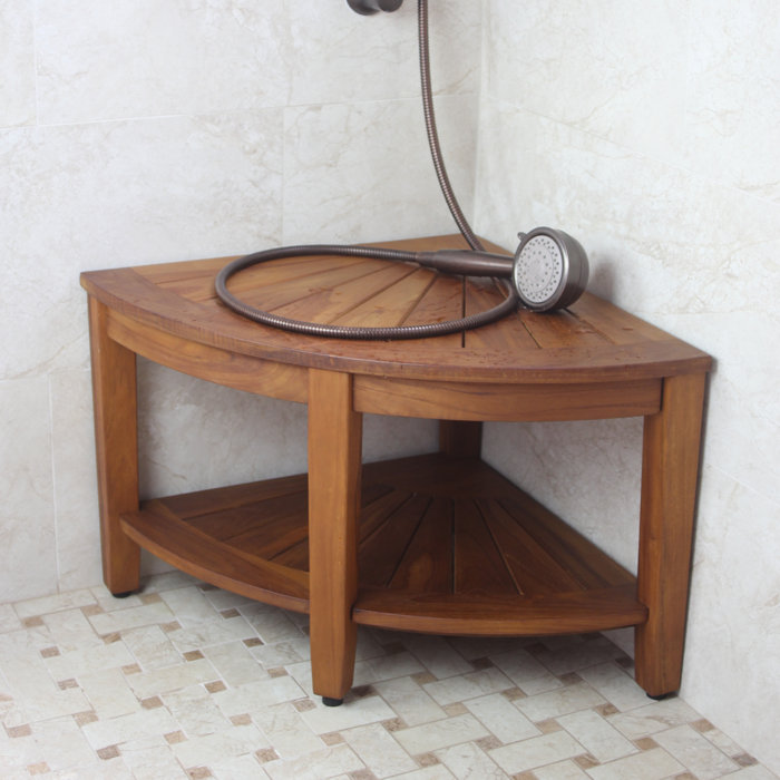 Aqua Teak 22'' W Teak Corner Shower Bench & Reviews | Wayfair
